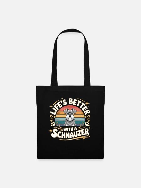 Das Leben Ist Besser Mit Einem Schnauzer Hund - Stoffbeutel - Schwarz