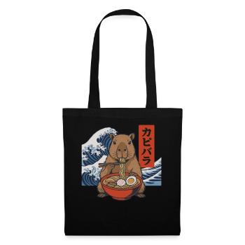 Capybara Ramen Bowl Chopsticks Japanese Wave - Tote Bag - black - Front