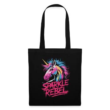 Sparkle Rebel Einhorn Buntes Kunstwerk - Stoffbeutel - Schwarz - Vorne