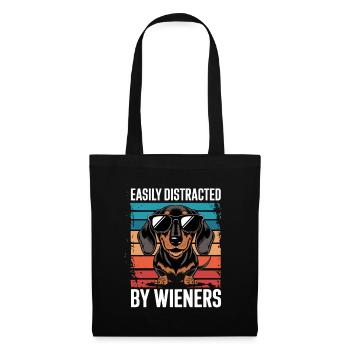 Facilement distrait par les saucisses fumées pour chien style vintage - Sac en tissu - noir - Devant