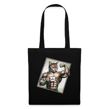 Chat puissant avec du café - Sac en tissu - noir - Devant
