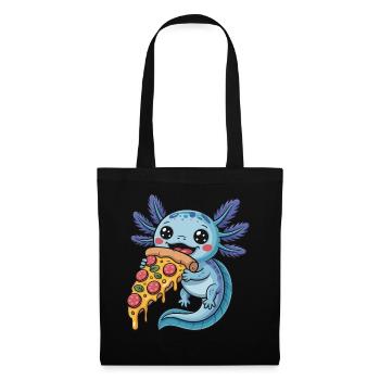 Mignon dessin animé bleu axolotl mangeant pizza amphibien - Sac en tissu - noir - Devant