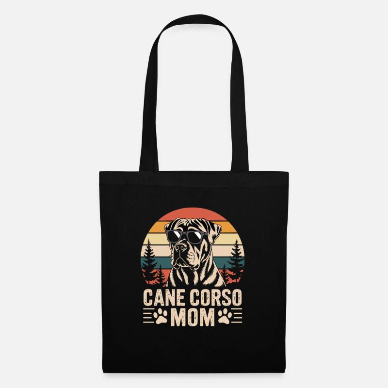 Stolze Cane Corso Mama Retro Design - Stoffbeutel - Schwarz