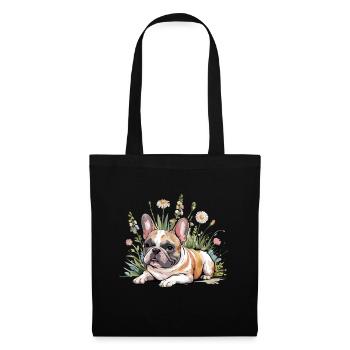 French Bulldog in Flower Field Relaxing - Tote Bag - black - Front