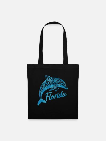 Florida Delfin Tribal Kunst - Stoffbeutel - Schwarz