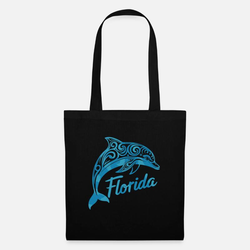 Florida Delfin Tribal Kunst - Stoffbeutel - Schwarz