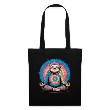 Meditating sloth in rainbow look - Tote Bag - black - Front