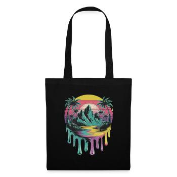 Tropical Island Sunset Palm Trees Art - Tote Bag - black - Front