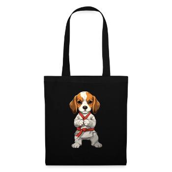 Karaté Beagle chiot illustration pour - Sac en tissu - noir - Devant