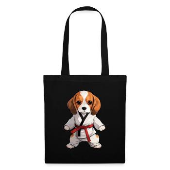Karaté Beagle : Chien mignon en tenue de combat - Sac en tissu - noir - Devant