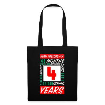 Enfants 4 Ans Anniversaire Mois Heures - Sac en tissu - noir - Devant