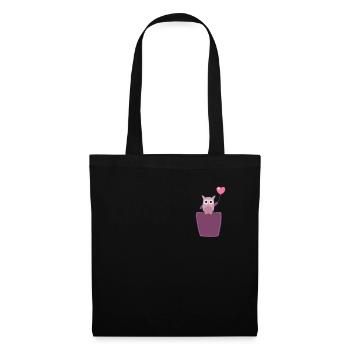 Hibou dans la poche de poitrine Oiseau dans le sac - Sac en tissu - noir - Devant