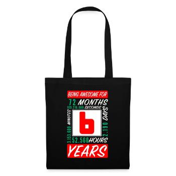 Enfants 6 Années Anniversaire Mois Heures - Sac en tissu - noir - Devant