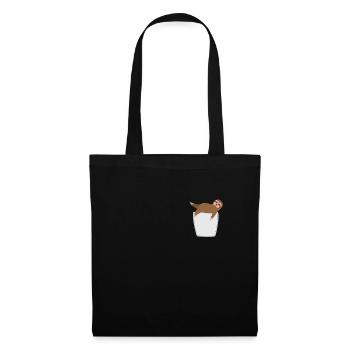 Faultier in Brusttasche - Stoffbeutel - Schwarz - Vorne
