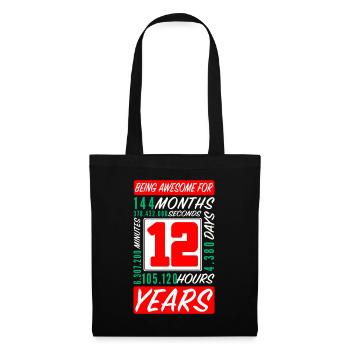 Enfants 12 Ans Anniversaire Mois Heures - Sac en tissu - noir - Devant