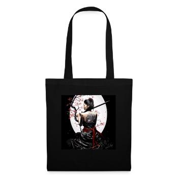 Kriegerische Samurai Kunst mit Kirschblüten und - Stoffbeutel - Schwarz - Vorne