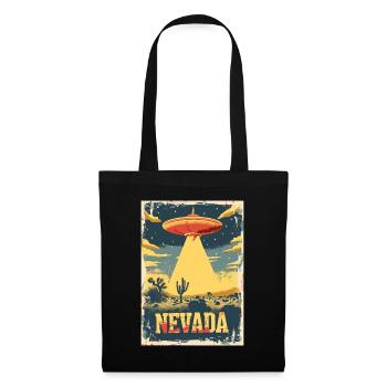 UFO Over Nevada Desert Landscape Retro Art - Tote Bag - black - Front