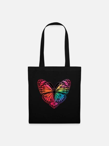 Bunter Schmetterling Regenbogen Fantasie Natur - Stoffbeutel - Schwarz