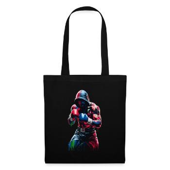 Combative boxer in colorful hoodie with - Tote Bag - black - Front