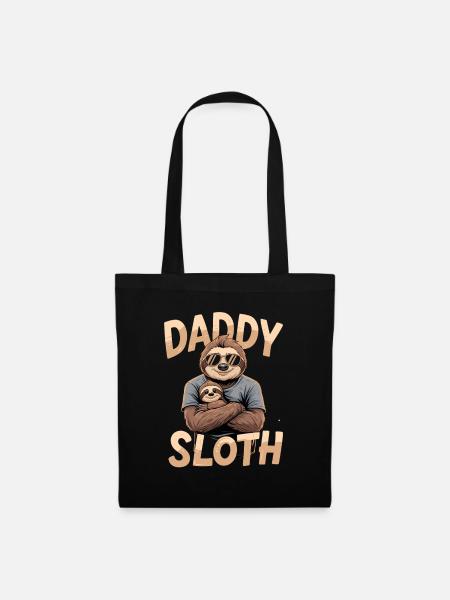 Daddy Faultier Mit Sonnenbrille Für Coole Papas - Stoffbeutel - Schwarz