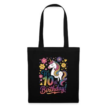 It's 10th Birthday Einhorn Magie Feierlich - Stoffbeutel - Schwarz - Vorne