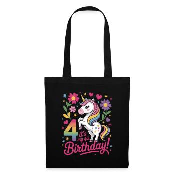 Unique Unicorn It's My 4th Birthday Motif - Tote Bag - black - Front