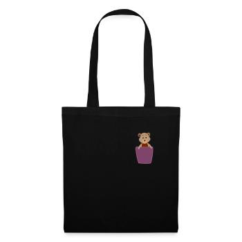 Bärchen in Brusttasche - Stoffbeutel - Schwarz - Vorne