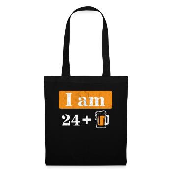 Ich bin 24 plus Bier 25. Geburtstag - Stoffbeutel - Schwarz - Vorne
