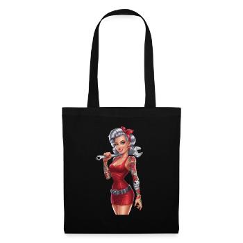 Strong female mechanic with tattoos and - Tote Bag - black - Front