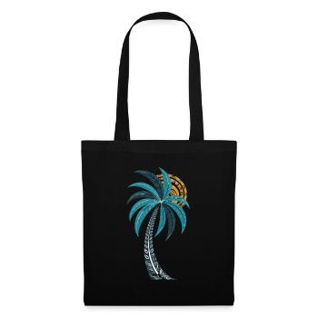 Tropische Palmen mit Mandala-Sonne für Sommer und - Stoffbeutel - Schwarz - Vorne