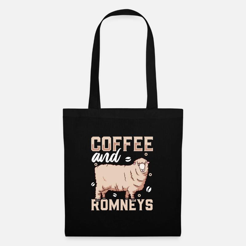 Kaffee und Romney-Schaf - Stoffbeutel - Schwarz