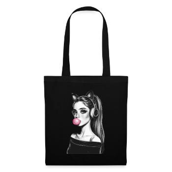 Stylish girls with cat ears and headphones - Tote Bag - black - Front