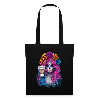 Dia de los Muertos Café avec Belle Femme de - Sac en tissu - noir - Devant