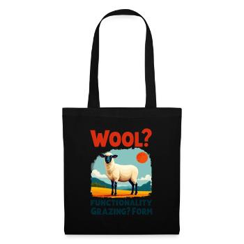 Wolle? Funktionalität Weide? Form - Schaf - Stoffbeutel - Schwarz - Vorne