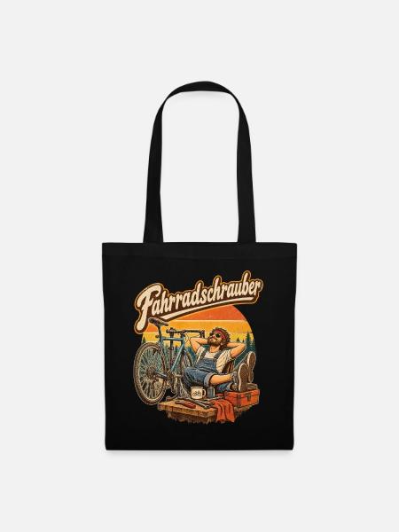 Fahrradschrauber Retro-Print - Stoffbeutel - Schwarz