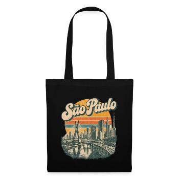 Sao Paulo Retro Skyline  - Stoffbeutel - Schwarz - Vorne