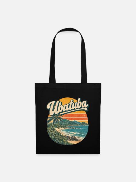 Ubatuba Retro Strandsonne Surfen - Stoffbeutel - Schwarz