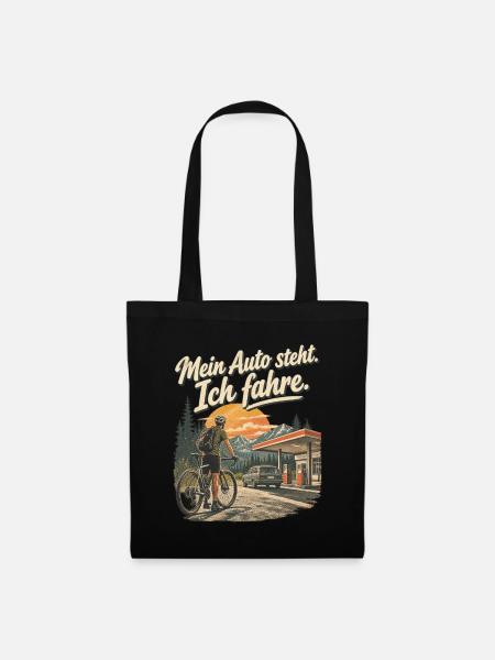 Mein Auto steht, ich fahre – Vintage Roadtrip - Stoffbeutel - Schwarz