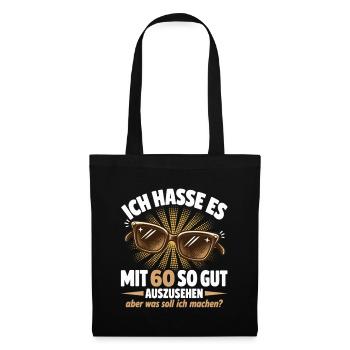Gut aussehen zum 60. Geburtstag - Stoffbeutel - Schwarz - Vorne