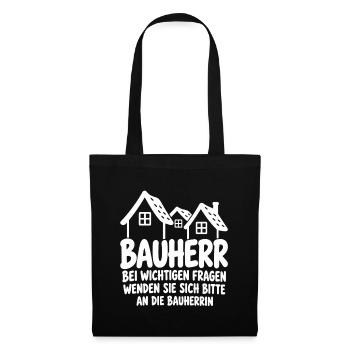 Bauherr und Bauherrin beim Hausbau - Stoffbeutel - Schwarz - Vorne