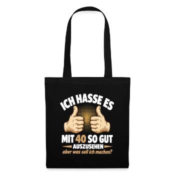 Gut aussehen zum 40. Geburtstag - 40 Geburtstag - Stoffbeutel - Schwarz - Vorne