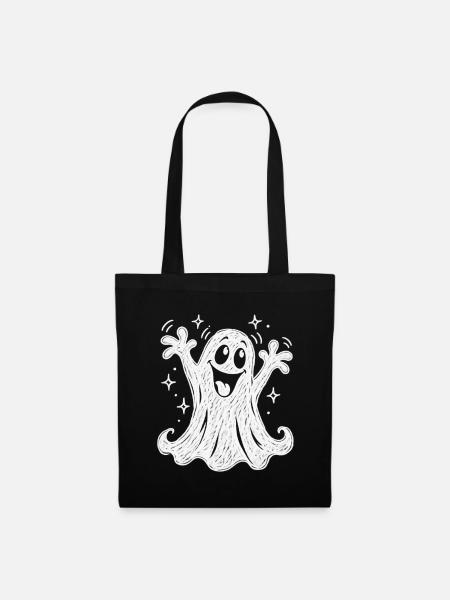 Weißer Halloween-Geisterstift – Halloween - Stoffbeutel - Schwarz