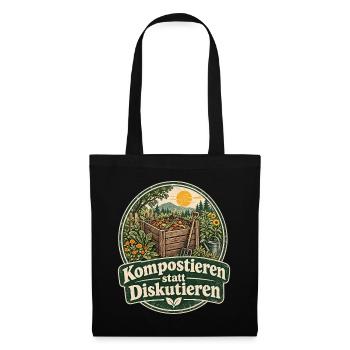 Kompostieren statt Diskutieren Gartenliebe - Stoffbeutel - Schwarz - Vorne