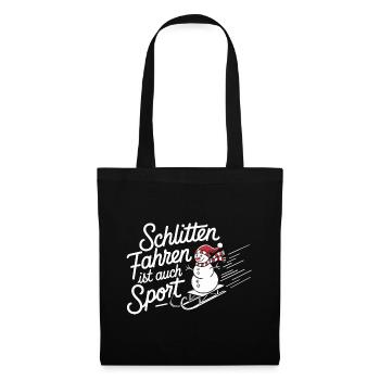 Schlitten Fahren Ist Auch Sport - Stoffbeutel - Schwarz - Vorne