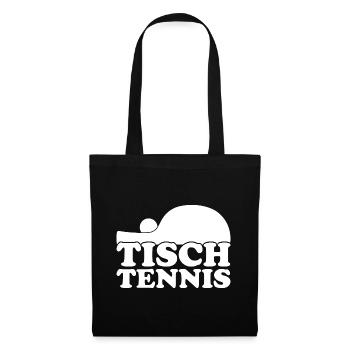 Aufschlag Tischtennisball Tischtennisspieler - Stoffbeutel - Schwarz - Vorne