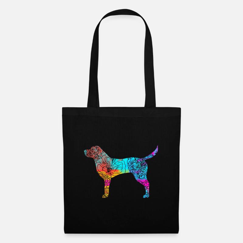 Idée cadeau Fleurs Labrador Retriever - Sac en tissu - noir