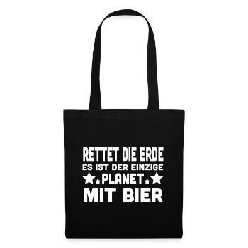 ERDE RETTEN, PLANET BIER - Stoffbeutel - Schwarz - Vorne