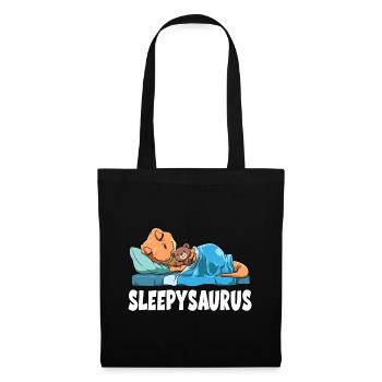 Sleepysaurus für alle Dino Fans Dinosaurier - Stoffbeutel - Schwarz - Vorne
