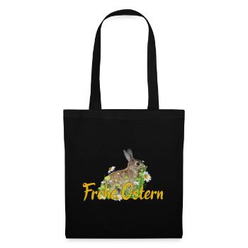 Frohe Ostern Osterhase - Stoffbeutel - Schwarz - Vorne