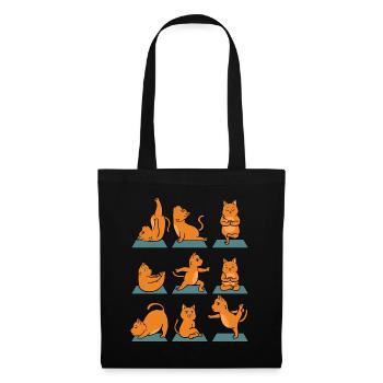 Lustige Katzen Katze Yoga Gymnastik Geschenk - Stoffbeutel - Schwarz - Vorne